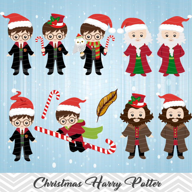 Christmas Harry Potter Digital Clipart, Harry Potter Clip Art